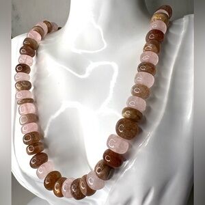 Genuine 540ct Natural Multi-Stone Healing Bead Necklace • Rose Quartz • 21-22”